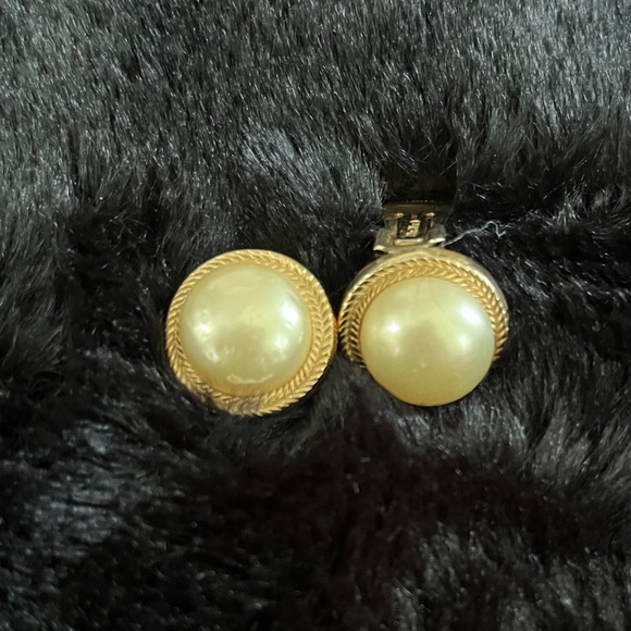 Dior Gold and Cream Clip-On Earrings - Picture 1 of 2